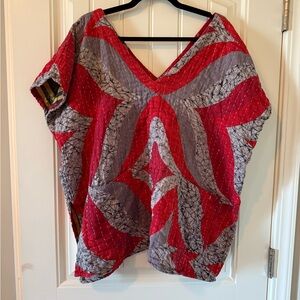 Kantha Red and Gray Women's Tunic